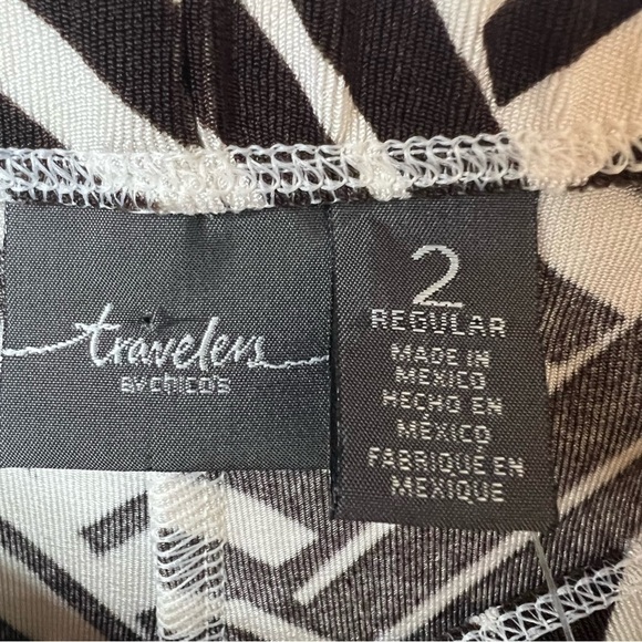 NWT Chicos Travelers Palazzo Wide Leg Pull On Pants Brown White Striped Size L - Picture 7 of 8